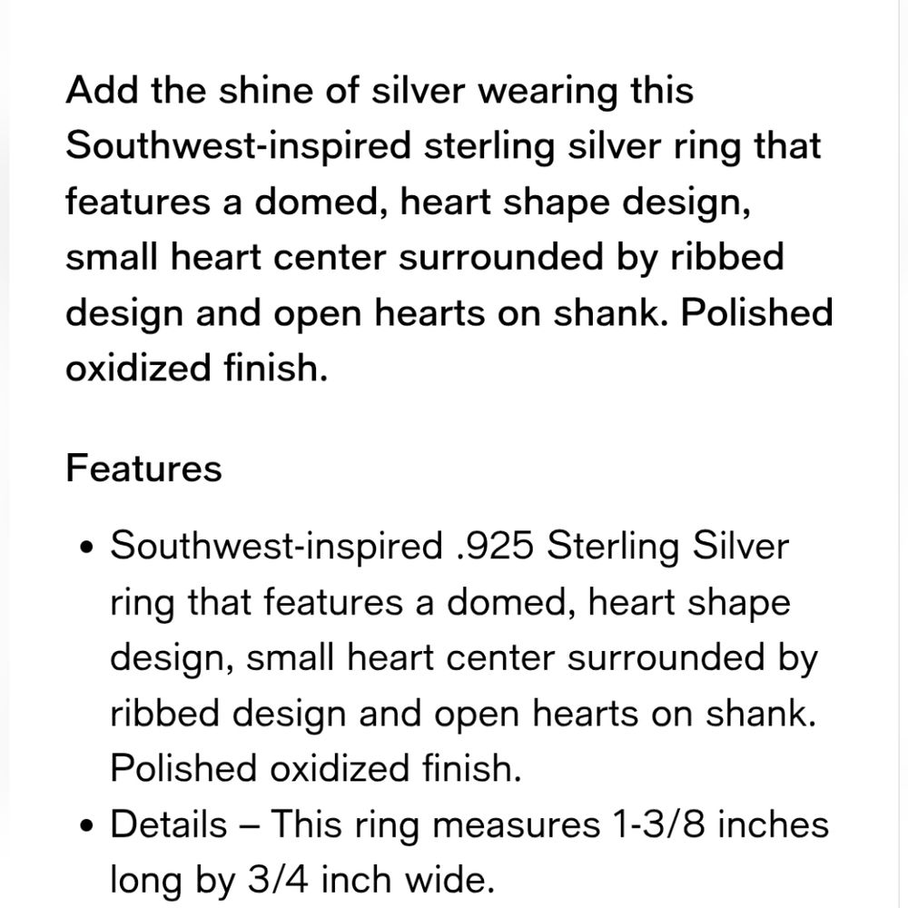 Heart Shaped Sterling Silver Ring - Picture 3 of 9